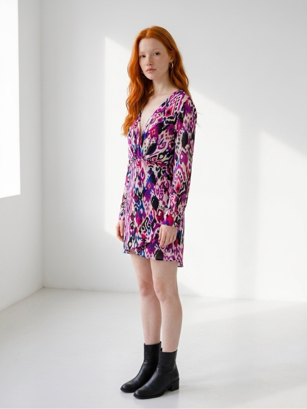 ZARA Multicolored Abstract Print Crossed Mini Dress Size M NWT 7484/075 - Picture 6 of 7